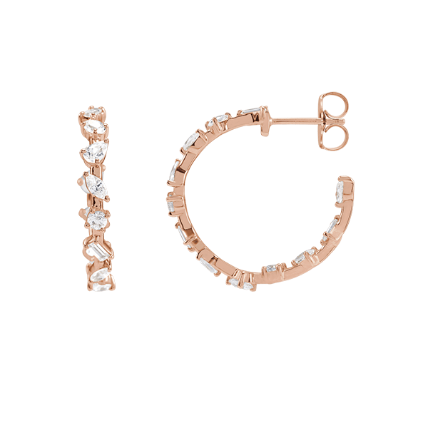14K 2ct Lab Grown Diamond 25mm Hoop Earrings
