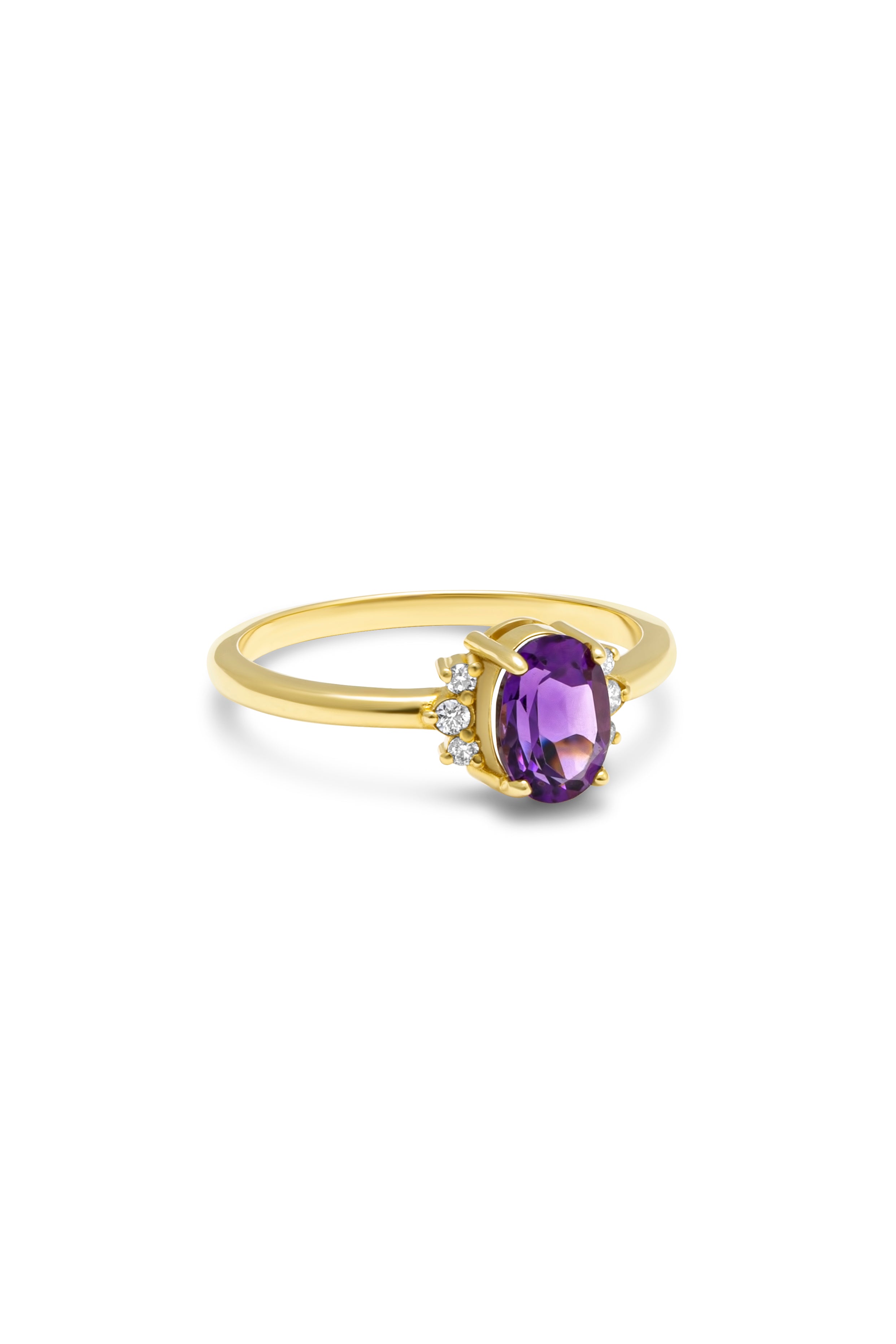 14K Amethyst and Natural Diamond Ring