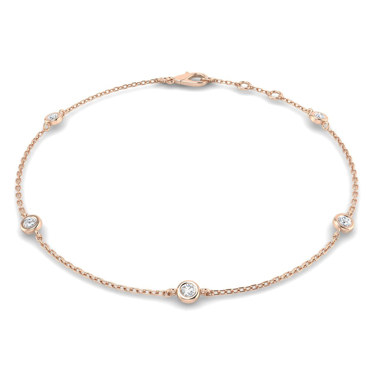 18K Gold and Natural Diamond Station Bracelet