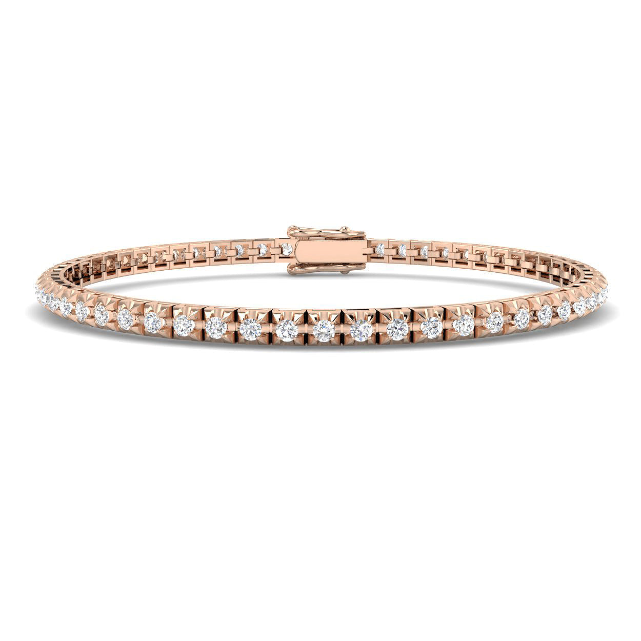 18K Box Set Natural Diamond Tennis Bracelet