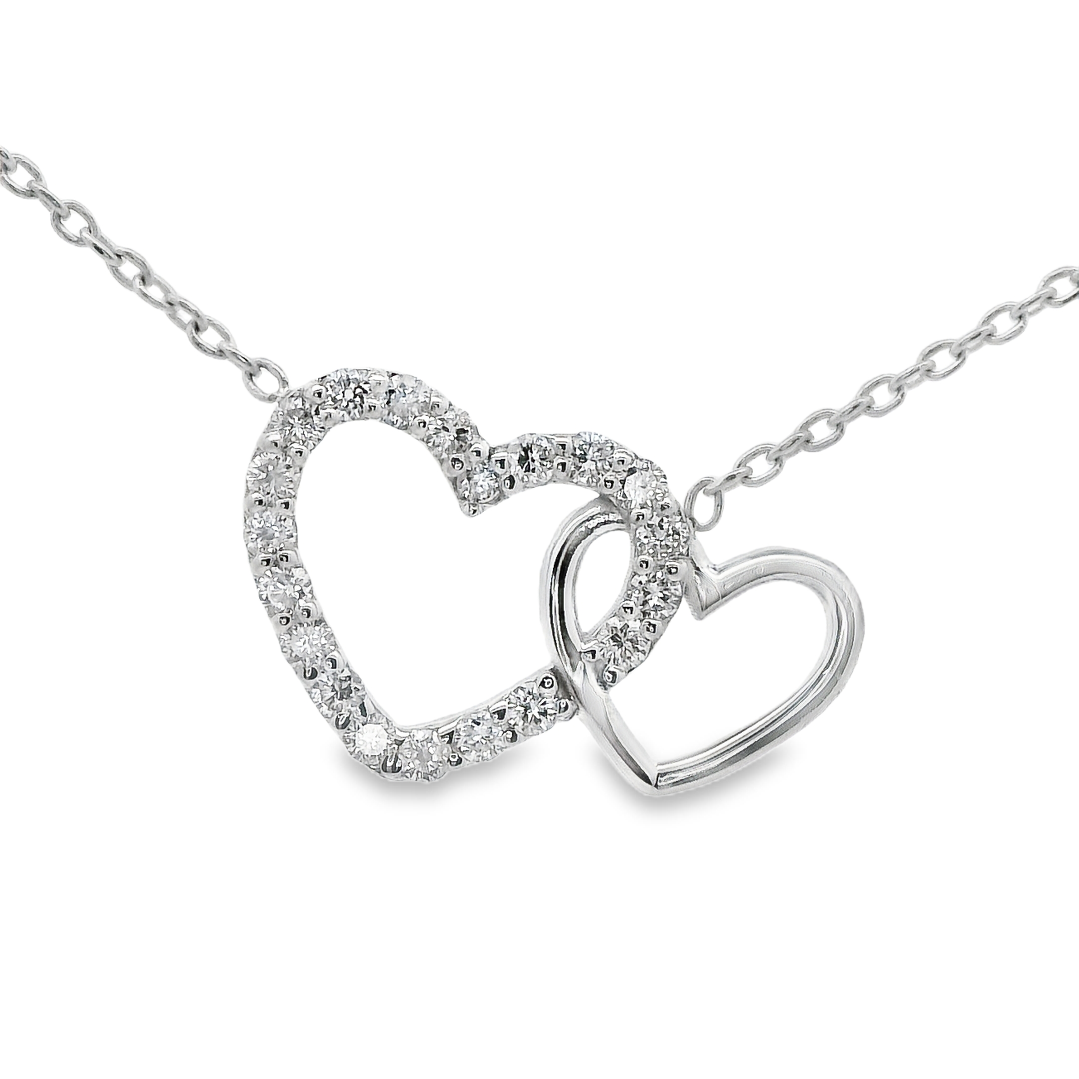 14K Soulmates Diamond Hearts Necklace