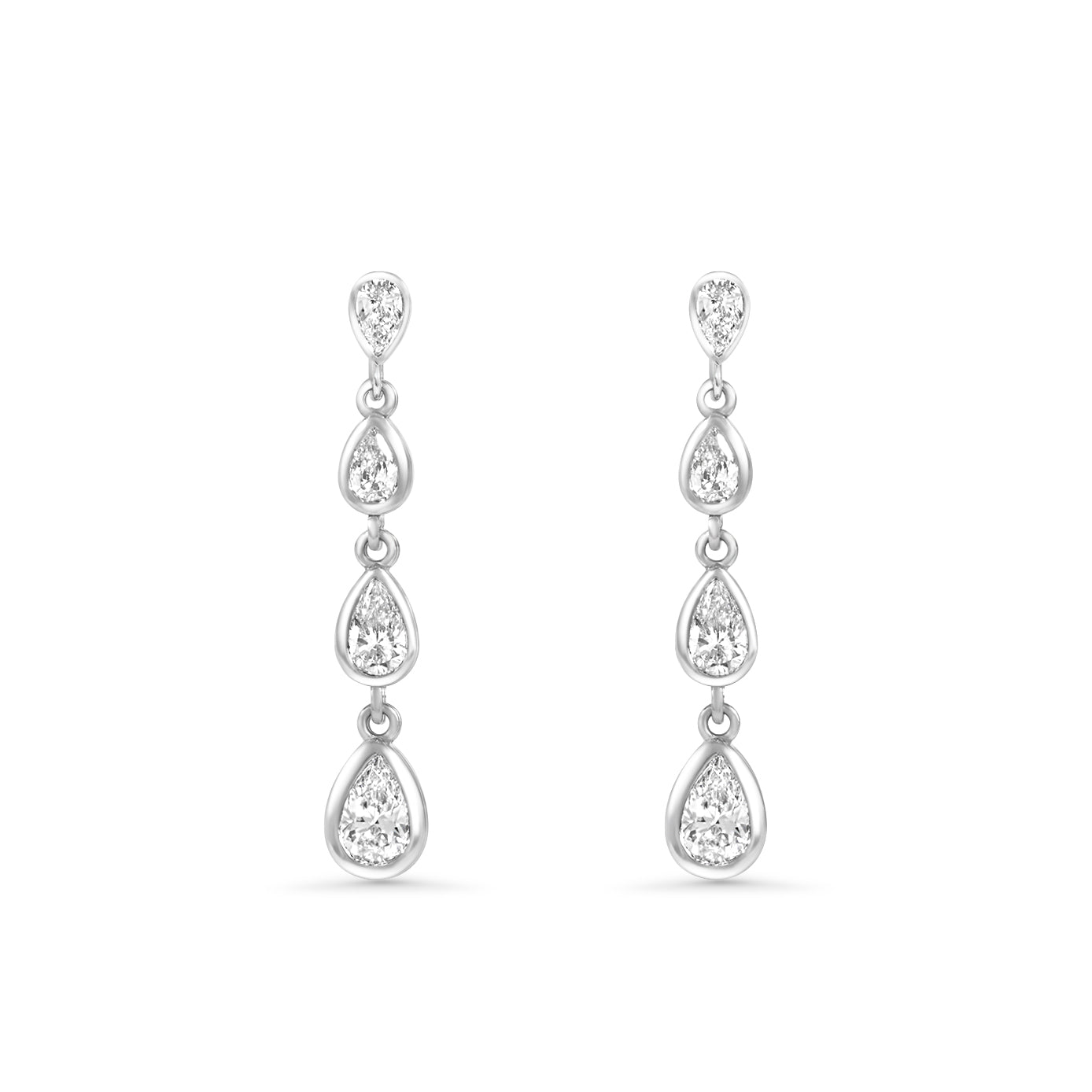 14K Graduated Lab Grown Pear Diamonds Earring Drop