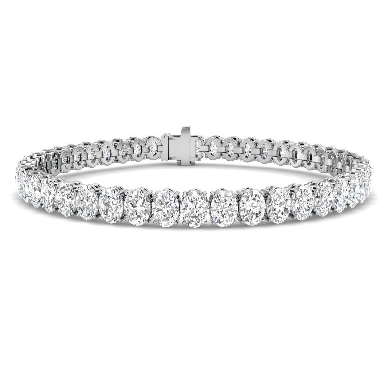 18K Oval Natural Diamond 13.17ct Tennis Bracelet