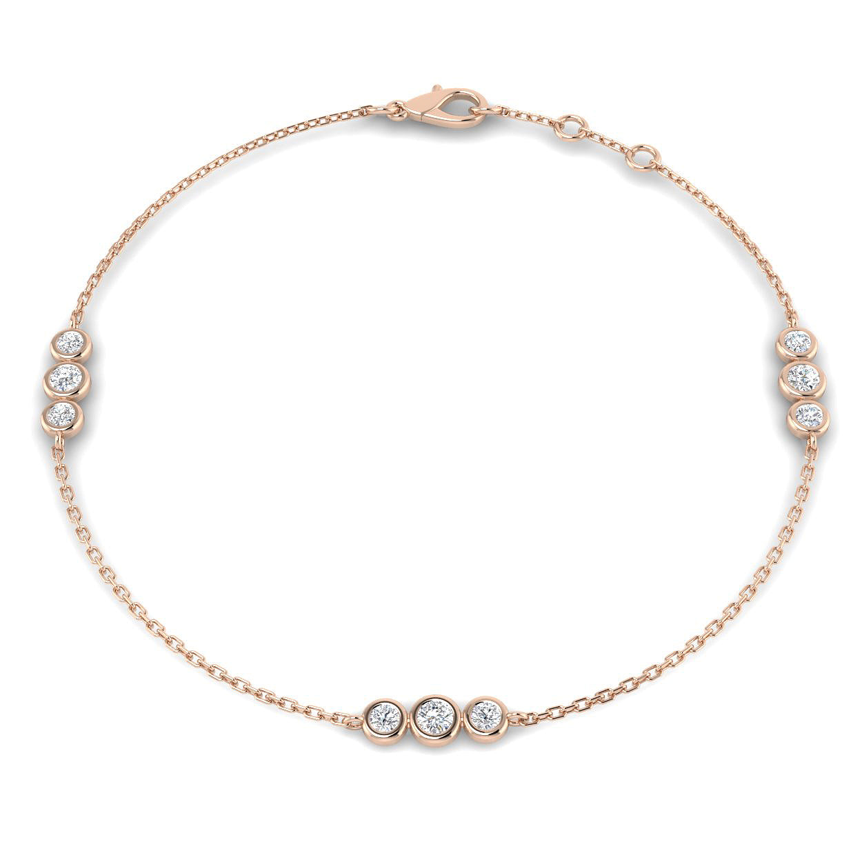 18K Natural Diamond Trio 0.33ct Station Bracelet
