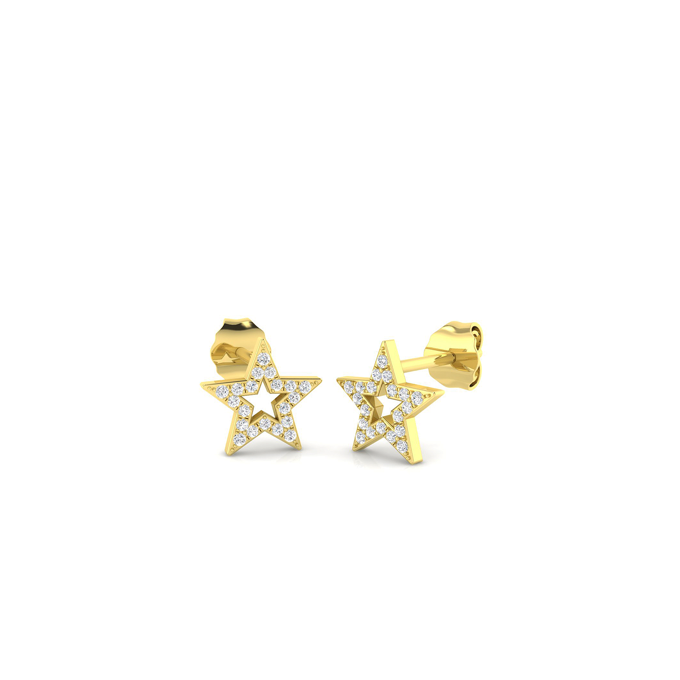 18K Natural Diamond Star Stud