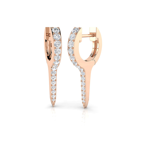18K Gold and Natural Diamond Spike 0.43ct Mini Hoop Earrings