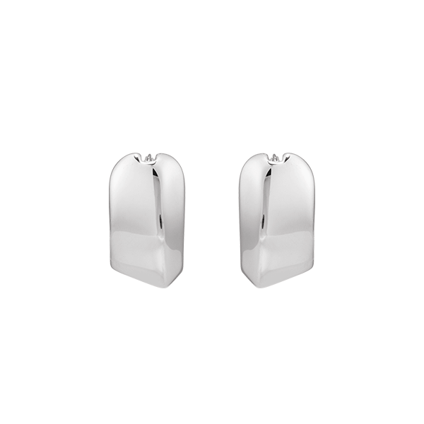 Silver Asymmetrical Hinged Hoop Earrings