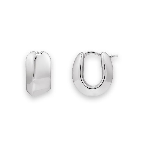 Silver Asymmetrical Hinged Hoop Earrings