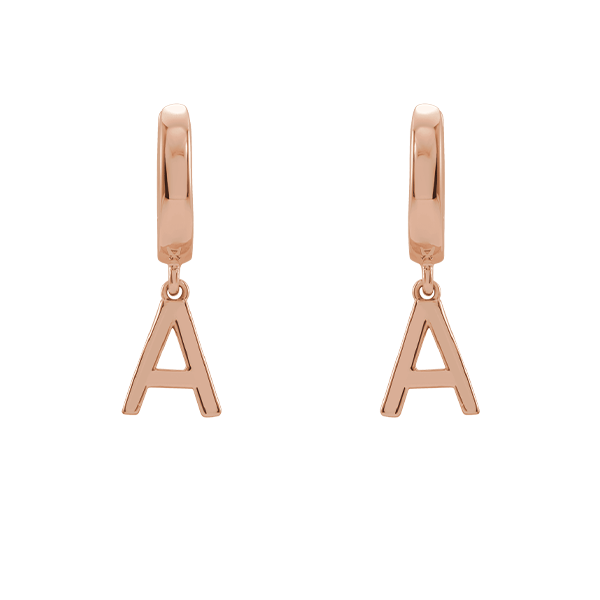 14K Single Initial Hinged Huggie Earrings