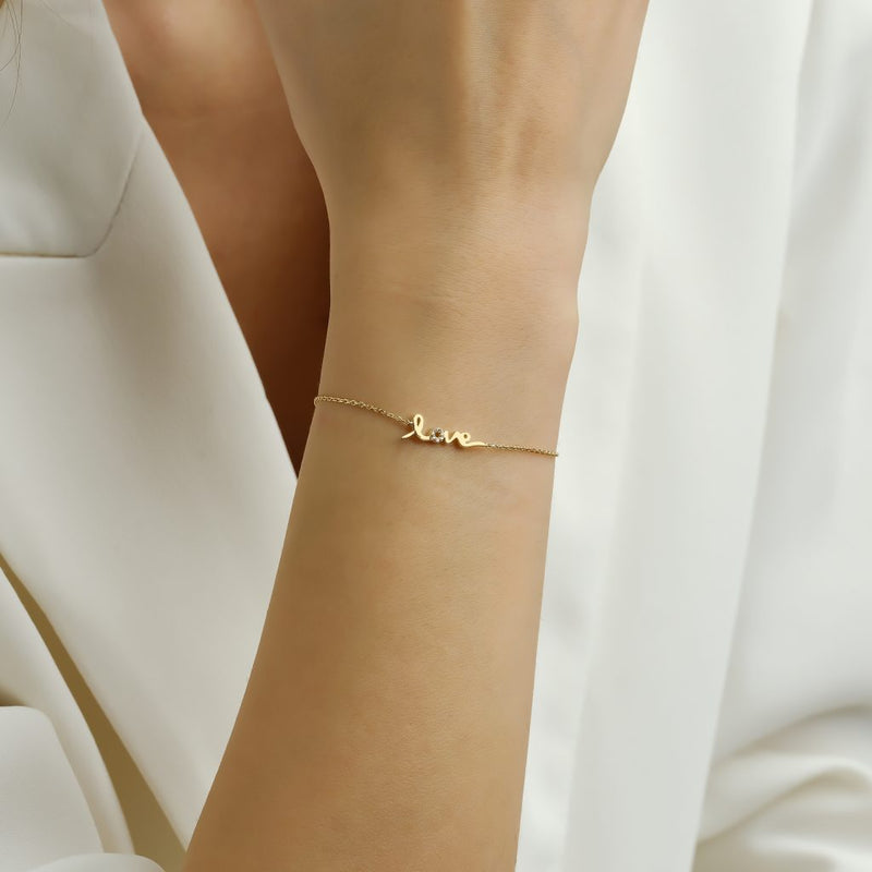 14K Natural Diamond Love Bracelet