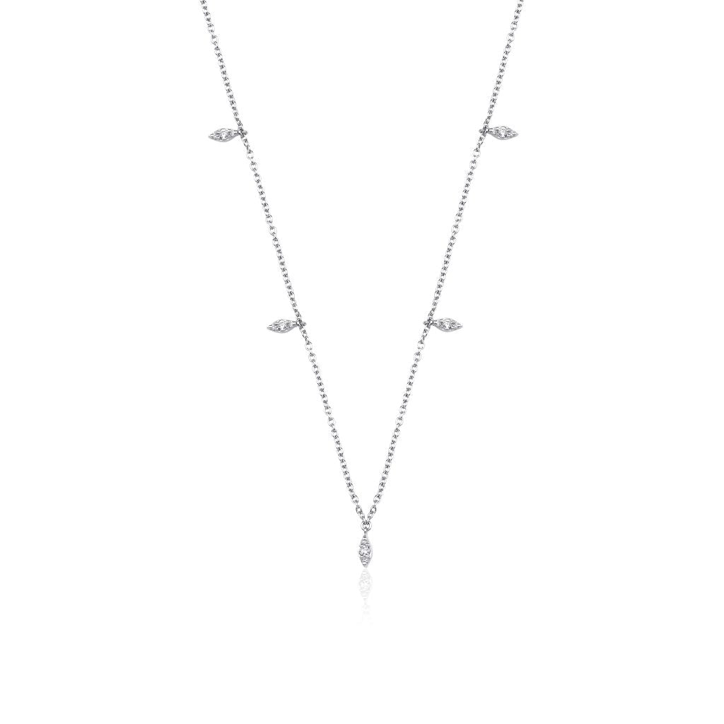 14K Natural Diamond 0.22ct Droplet Charm Necklace