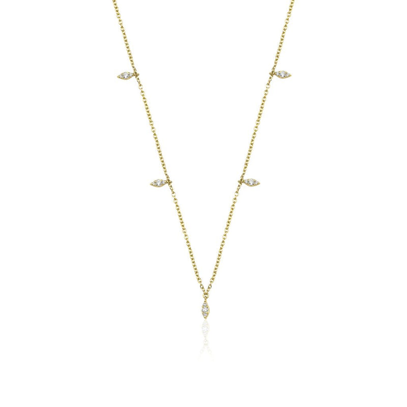 14K Natural Diamond 0.22ct Droplet Charm Necklace