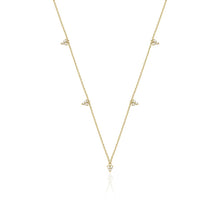 14K Natural Diamond 0.28ct Leaf Station Necklace