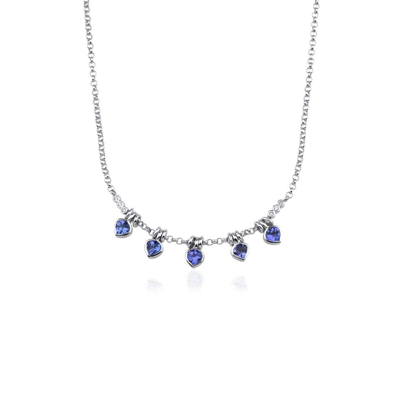 14K Natural Diamond and Tanzanite Necklace