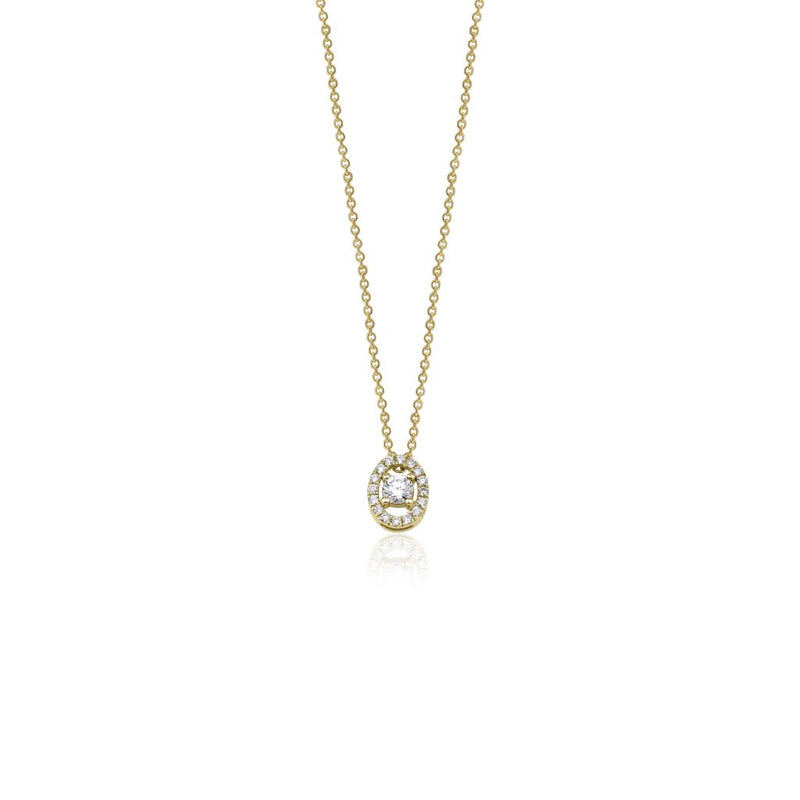 14K Natural Diamond Solitaire in Oval Halo
