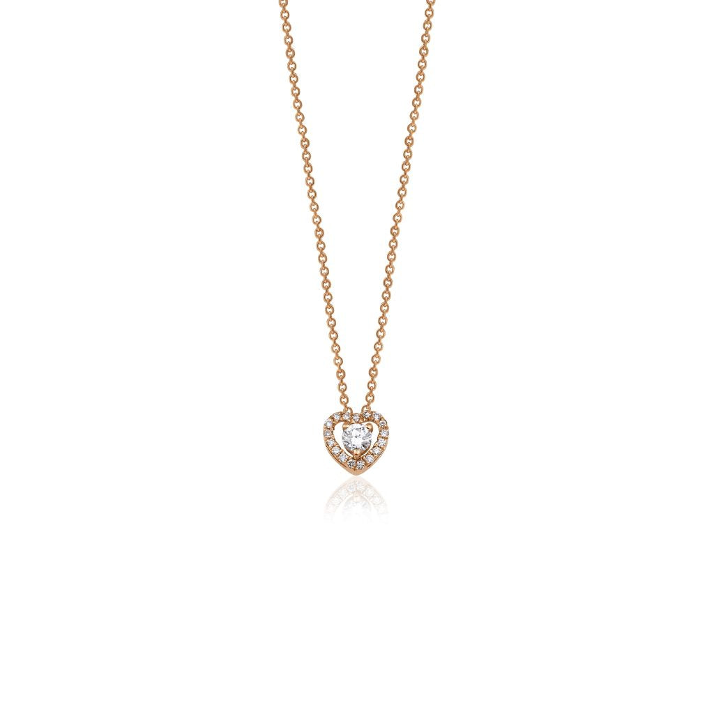 14K Natural Diamond Solitaire in Heart Shape Halo