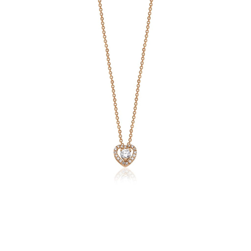 14K Natural Diamond Solitaire in Heart Shape Halo