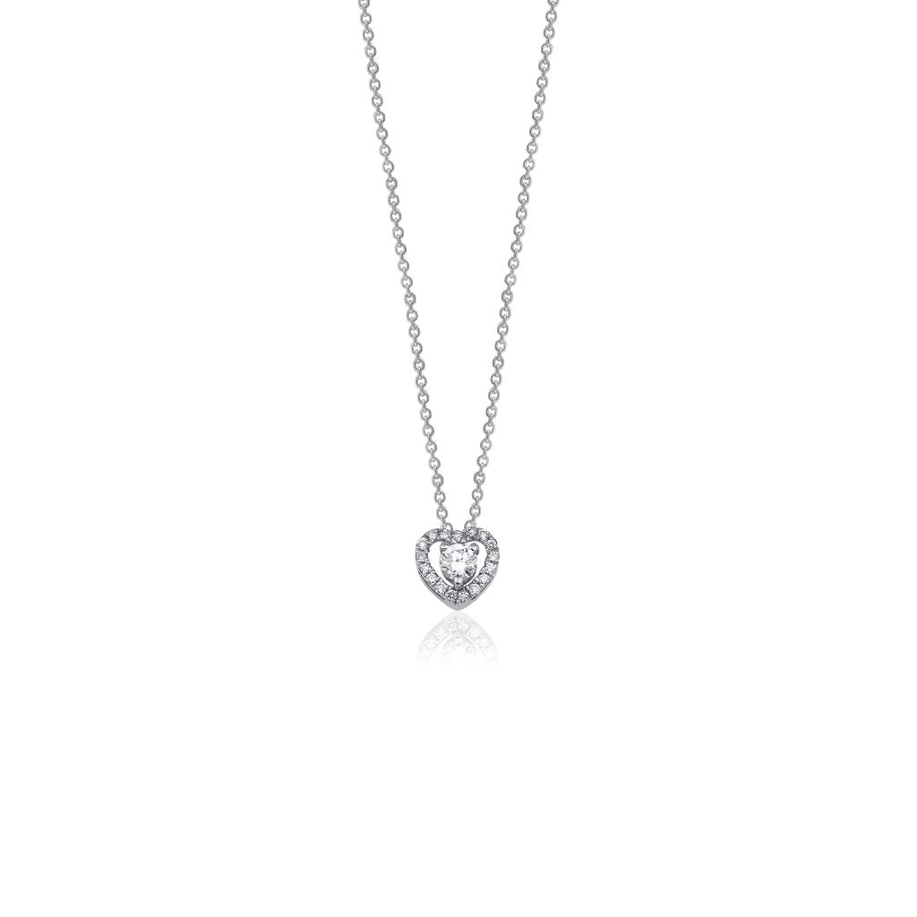 14K Natural Diamond Solitaire in Heart Shape Halo