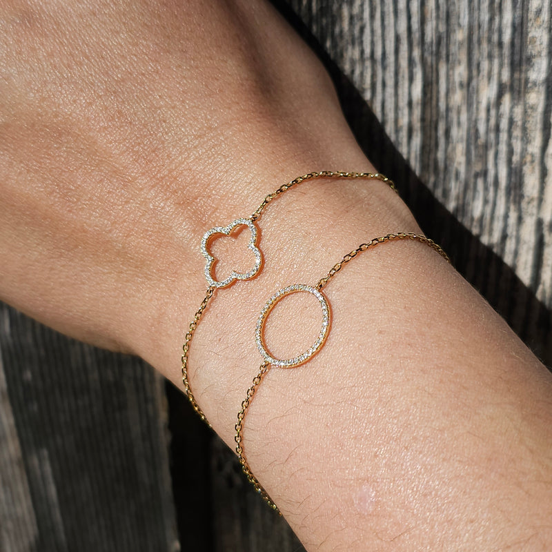 18K Clover Natural Diamond Bracelet