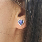 14K Natural Tanzanite and Natural Diamonds Stud