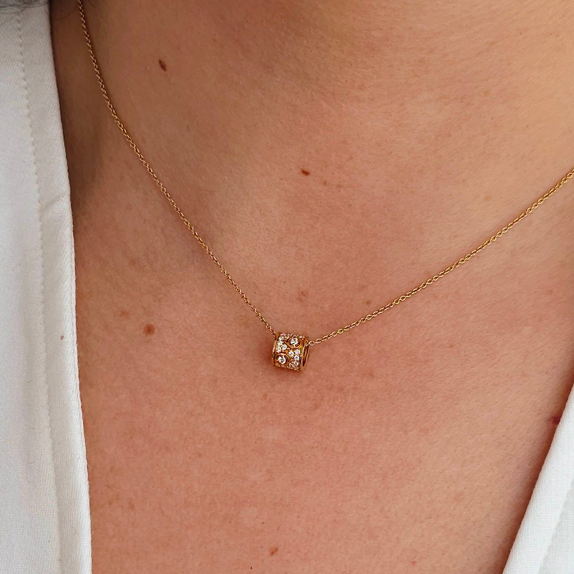 18K Natural Diamond Ring Necklace