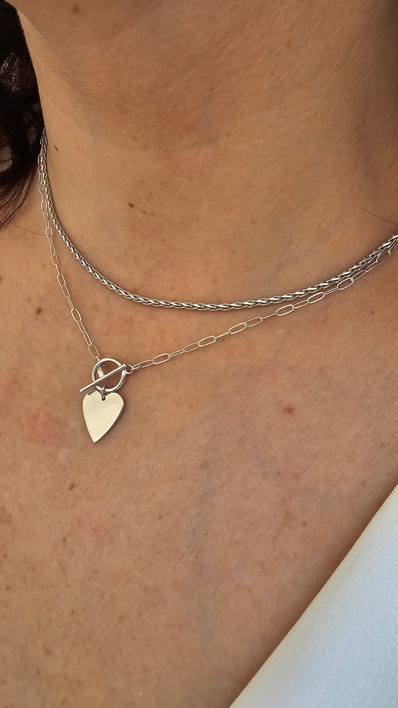 14K Engravable Heart Toggle Necklace