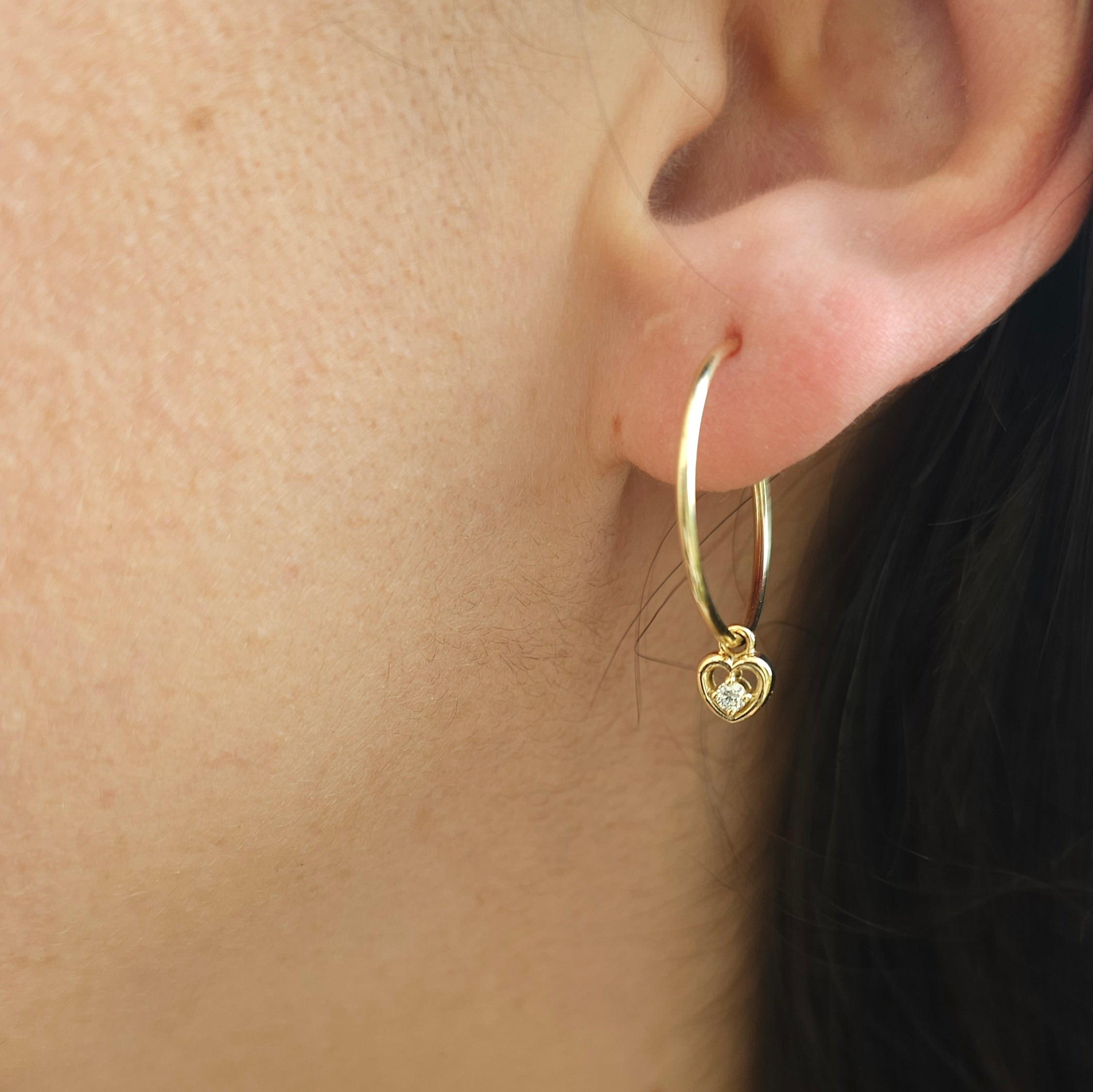 14K Diamond Heart Earring Dangle