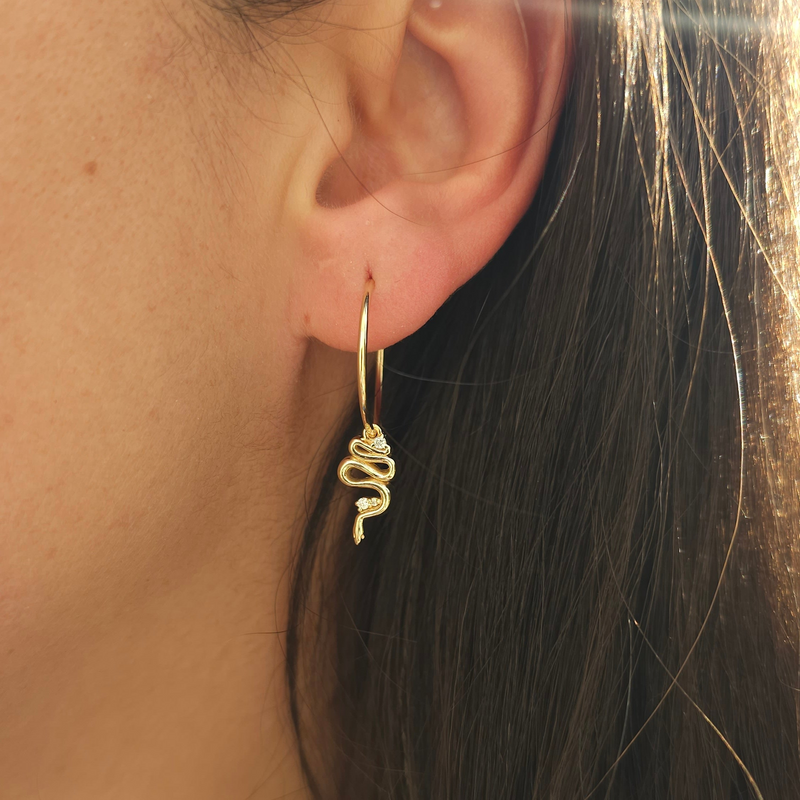 14K Diamond Snake Earring Dangle