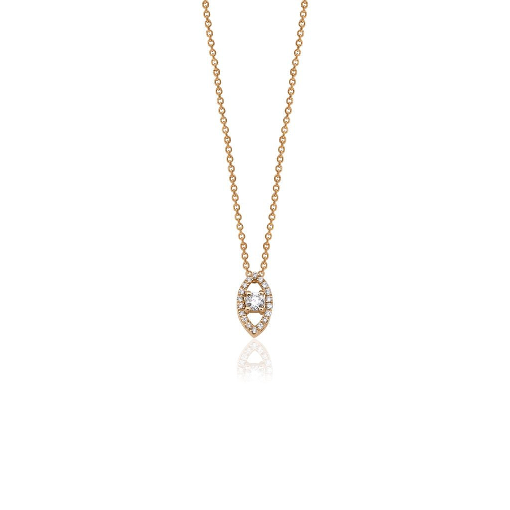 14K Natural Diamond Solitaire in Marquise Shape Halo