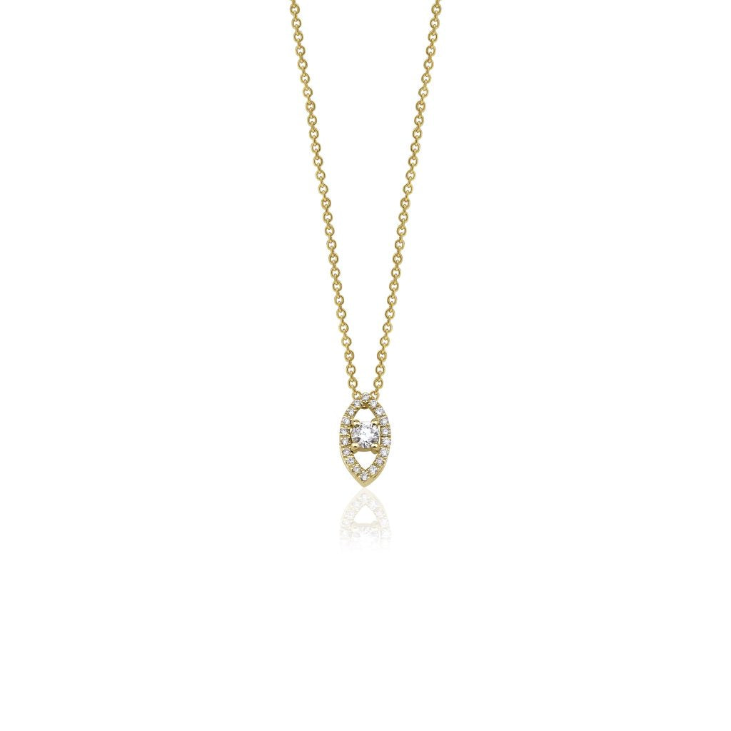 14K Natural Diamond Solitaire in Marquise Shape Halo