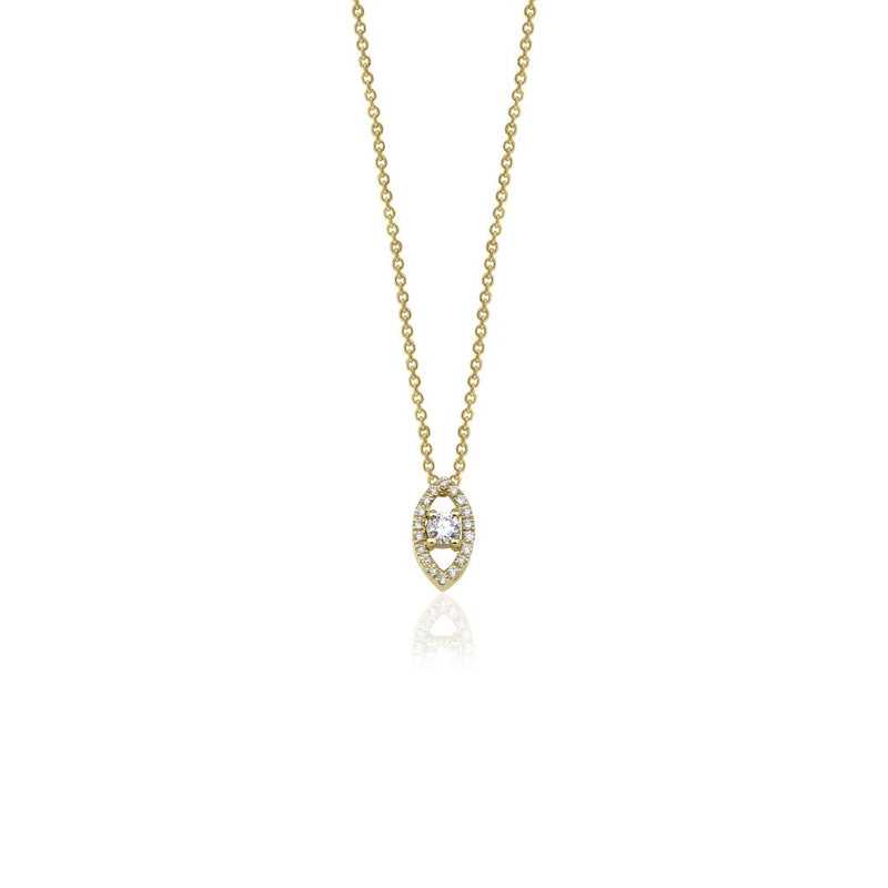 14K Natural Diamond Solitaire in Marquise Shape Halo