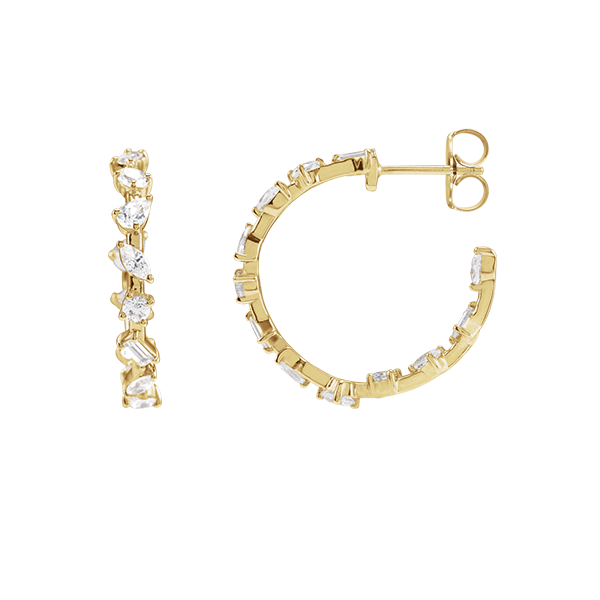 14K 2ct Lab Grown Diamond 25mm Hoop Earrings
