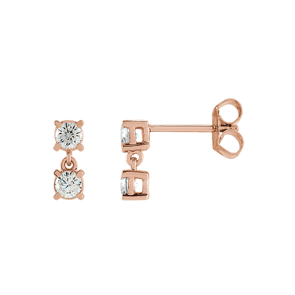 14K Lab Grown Diamond Two Stone Earrings