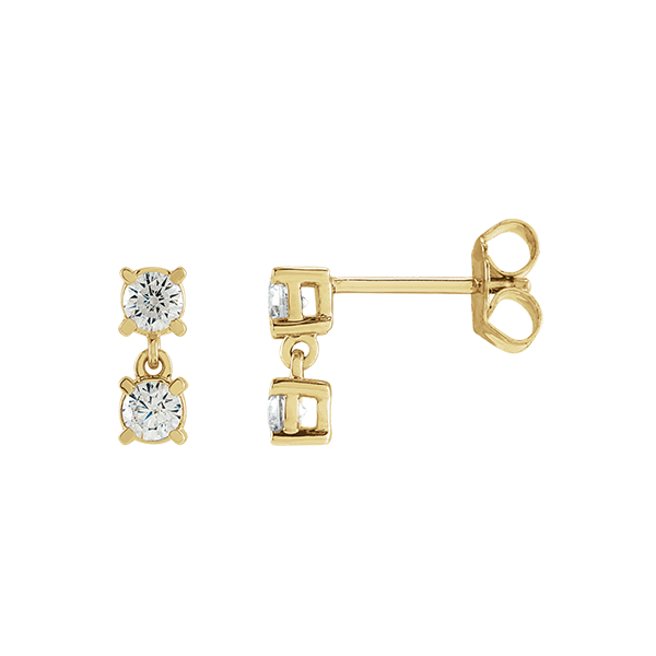 14K Lab Grown Diamond Two Stone Earrings