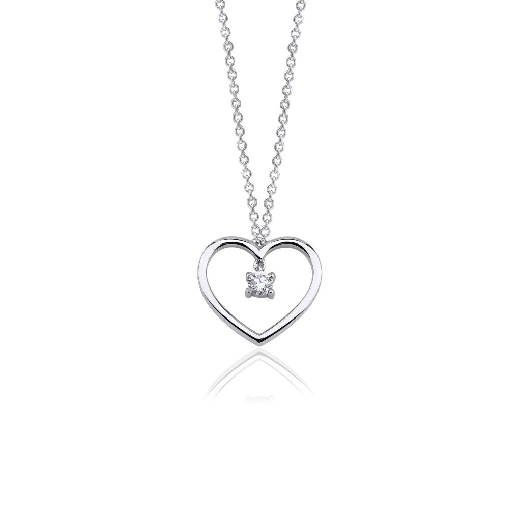 14K Solitaire Diamond Heart