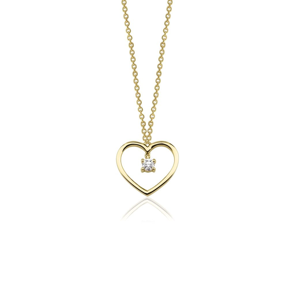 14K Solitaire Diamond Heart