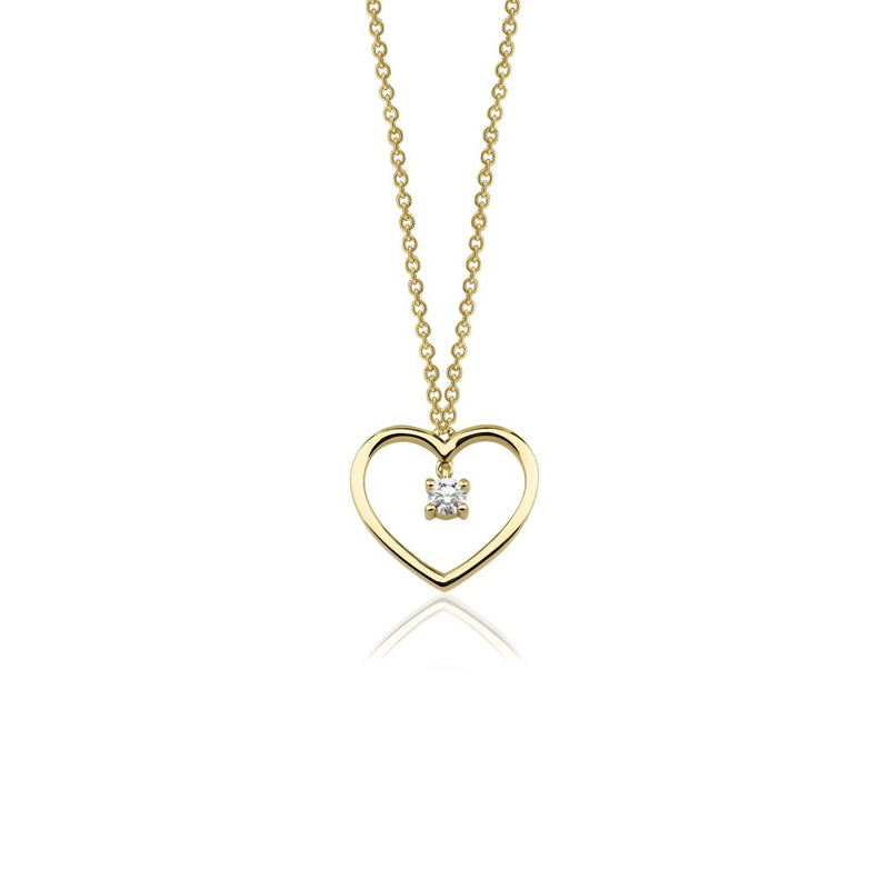 14K Solitaire Diamond Heart