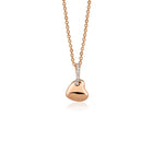 14K Puffy Heart with Diamonds Pendant Necklace