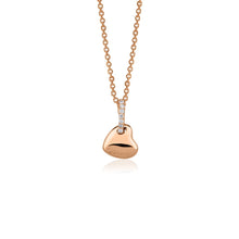 14K Puffy Heart with Diamonds Pendant Necklace
