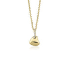14K Puffy Heart with Diamonds Pendant Necklace