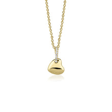 14K Puffy Heart with Diamonds Pendant Necklace