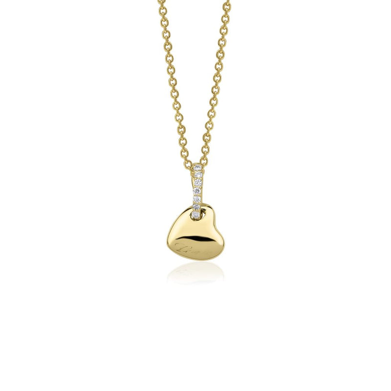 14K Puffy Heart with Diamonds Pendant Necklace