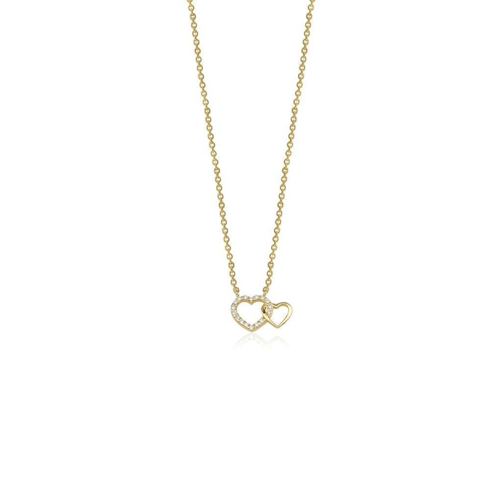 14K Soulmates Diamond Hearts Necklace