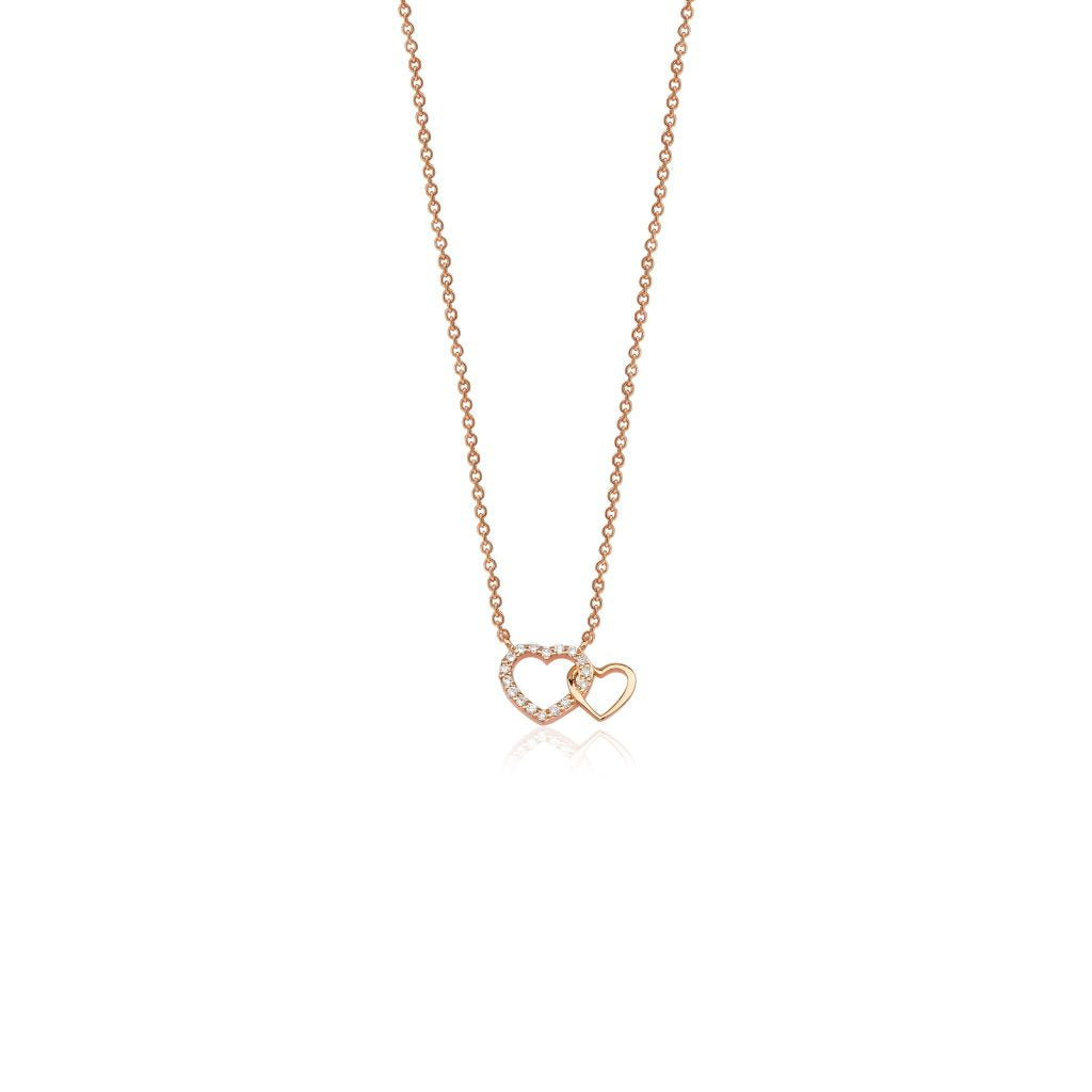 14K Soulmates Diamond Hearts Necklace