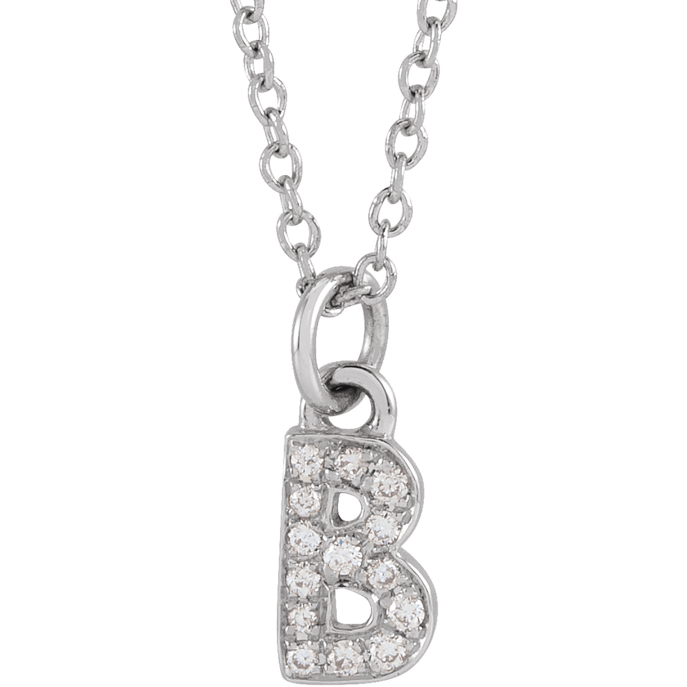 14K Petite Natural Diamond Initial Necklace