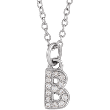 14K Petite Natural Diamond Initial Necklace
