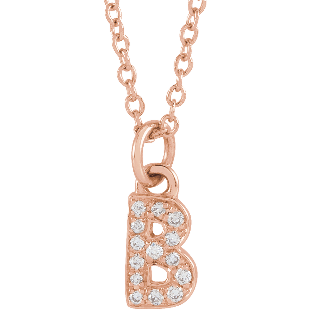 14K Petite Natural Diamond Initial Necklace