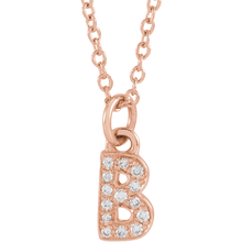 14K Petite Natural Diamond Initial Necklace