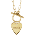 14K Engravable Heart Toggle Necklace