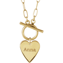 14K Engravable Heart Toggle Necklace